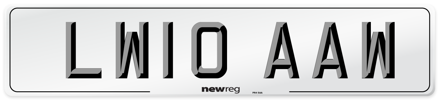 LW10 AAW Number Plate from New Reg
